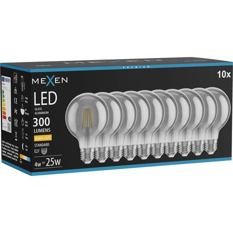 Mexen Vintis 10x Ampoule à filament LED E27, G80, 4W, Chaud - 2700K, 300 lm, fumée - L155-E27-0427-70x10 (1/5)