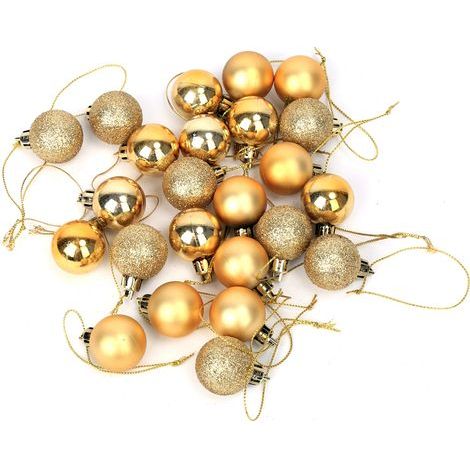 24 Stück Christbaumkugeln zum Aufhängen für die Weihnachtsfeier zu Hause, Gold (1/5)