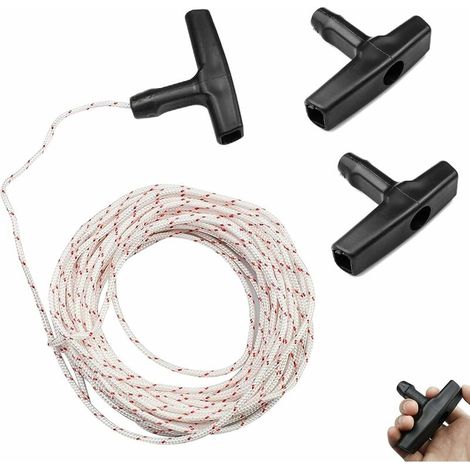 Starterseil, Seilzugstarter mit Seil, Zubehör für kabelgebundene Rasenmäher, Kettensägen und Kantenschneider, 10 Meter, 3 mm (1/4)