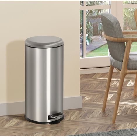Treteimer 30L Edelstahl mit Inneneimer Absenkautomatik OKMYHOME (1/4)