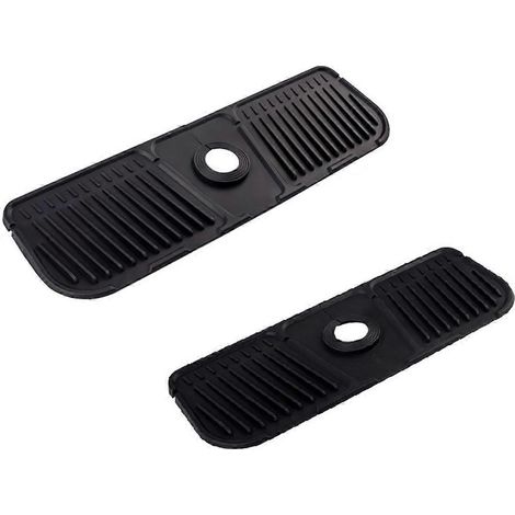 2 Stück Küchenarmatur-Silikonmatte, Wasserauffangmatte, Schwarz
