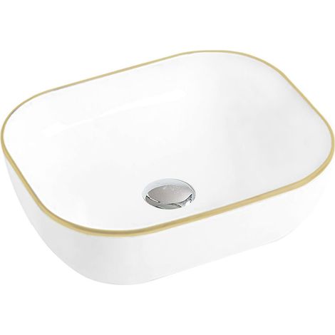 Mexen Mirabel lavabo de sobreponer 50 x 40 cm, blanco/dorado - 22115005 (1/2)