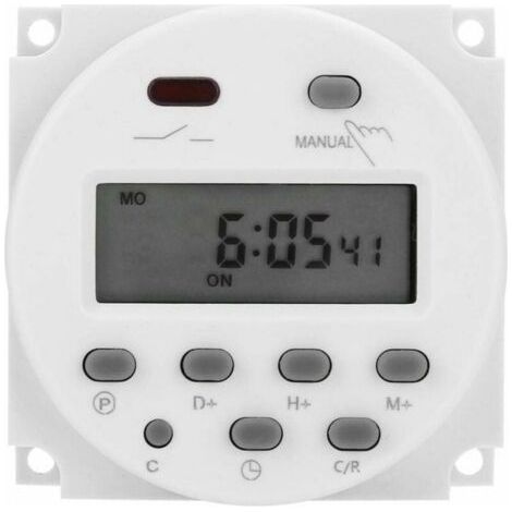 Mini programmateur hebdomadaire LCD numérique 12 V avec relais et minuterie numérique, avec couvercle étanche blanc (1/5)
