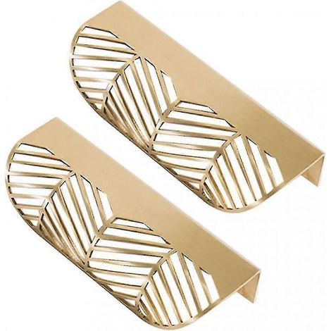 Lot de 2 poignées de meuble en alliage de zinc, forme feuille d'or, pour tiroir ou commode (1/5)