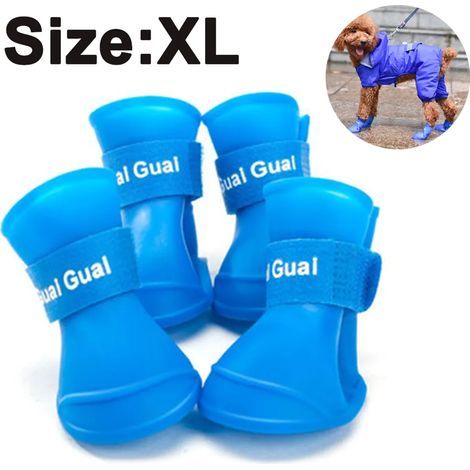 Lot de 4 couvre-pattes de chaussures pour chien en caoutchouc imperméable (1/4)