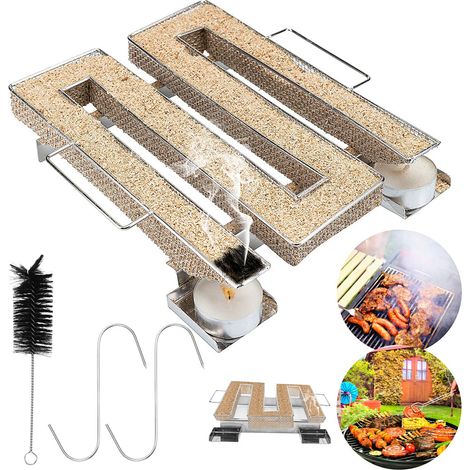 SWANEW BBQ Cold -Smoke Generatore Risparmio Fuoco Produttore Fumo in acciaio inossidabile per fumatore Grill o Fumato Fumato Fumato Cold Fumato Fumatore freddo. Spirale di incenso per chip di incenso (1/5)