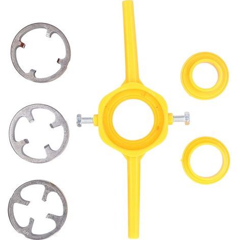 PVC pipe threader, 6-piece set, thread making tool, plumbing with 1/2" NPT 3/4" 1" dies (1/5)