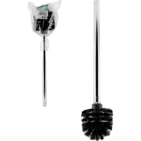 Escobilla de inodoro con mango metálico redonda 34.5 cm color negro marca Lauxa Home (1/5)