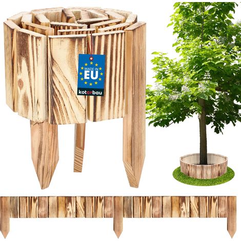 KOTARBAU® Bordure Jardin Exterieur Bois - 110 x 10 cm - Cloture Bois Jardin - Bois Brûlé - Palissade Flexible - Décoration Jardin (1/5)
