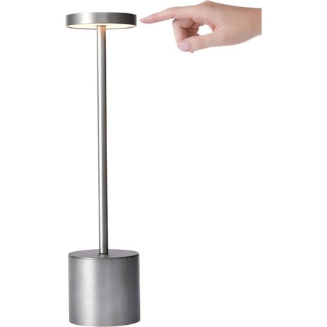 Lampe de chevet à piles, lampe de chevet tactile, lampe de bureau LED portable avec 3 luminosités, lampe de chevet rechargeable pour chambre d'enfant, bureau, restaurant, dortoir, salon (1/5)