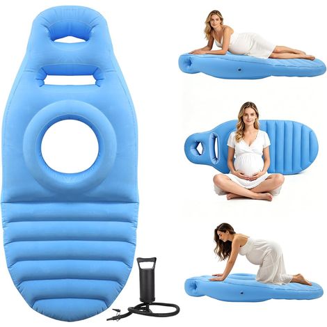 Aufblasbare Matratze für Schwangere, aufblasbares Schwangerschaftskissen mit Loch, dicke, beflockte PVC-Schlafmatte, aufblasbare Schwangerschaftsmatratze, Schwimmhilfe für Schläfer (1/5)