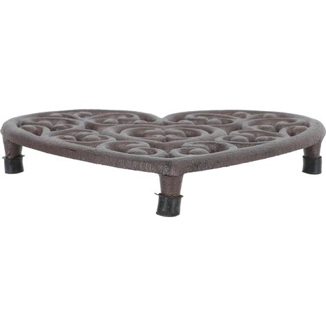 Dessous de Plat en Fonte de Cœur Marron Tapis Isolant Thermique Décoratif Manique Antidérapante Creuse pour Table à Manger Élégante (1/5)