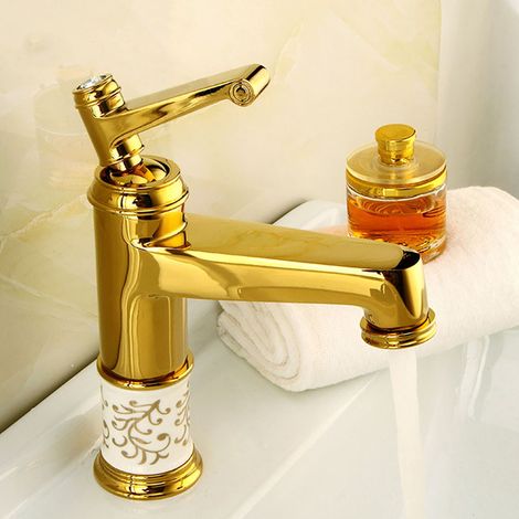 Robinet Salle De Bain, Robinet Lavabo Durable Corps De Cuivre Design Eau Chaude Et Froide Disponible, Dor Poignée Unique Mitigeur Lavabo, Convient Pour Salle Bain Lavabo Et Lavabo