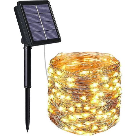 Guirlande lumineuse solaire, 22 m, 200 LED, étanche (IP64), 8 modes, pour jardin, arbres, terrasse, Noël, mariages (1/5)
