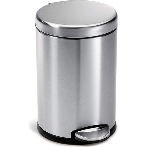poubelle ronde à pédale, petite poubelle de salle de bain bureau chambre, acier inoxydable brossé, 4.5 litres (1/5)