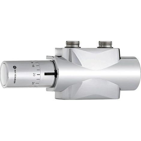IMI Heimeier Multilux 4 jeu de robinetterie bitube inférieur avec Halo, droit et équerre R1/2 - G3/4 entraxe 50 mm version design chrome (1/5)