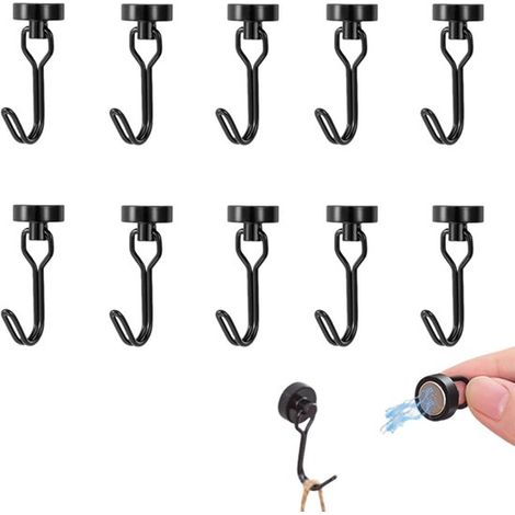 10er Pack Magnethaken Starke Magnethaken Hohe Tragkraft Drehbar Kein Bohren erforderlich für Kühlschränke, Grills, Waschmaschinen und zum Aufhäng (1/5)