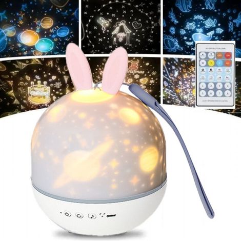 Petite veilleuse Bluetooth, oreilles de lapin de dessin animé, rotation à 360 °, recharge USB, 1 pièce, 110 × 110 × 150mM
