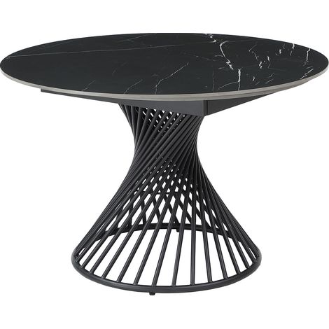 Tavolo da pranzo allungabile da 4 a 8 coperti in Ceramica e Metallo Effetto marmo Nero - CASTINA