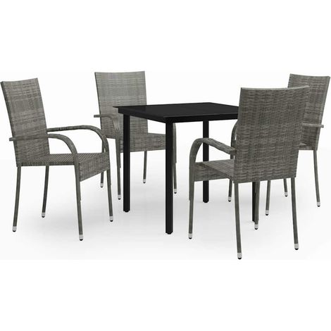 Maison Exclusive - Set Mobili da Pranzo per Giardino 5 pz Grigio e Nero (1/5)