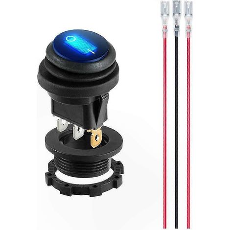 Interrupteur à bascule rond 12V étanche avec voyant LED, pour tableau de bord et bateau, interrupteur lumineux de qualité marine. (1/5)
