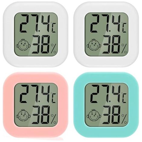 BUNTHAUS Mini LCD ThermomèTre HygromèTre Interieur NuméRique 4 pièces Thermo HygromèTre Indicateur du Niveau de Confortde Haute PréCision Portable pour Salon EntrepôT Chambre de BéBé Vestiaire-Ensolei (1/5)