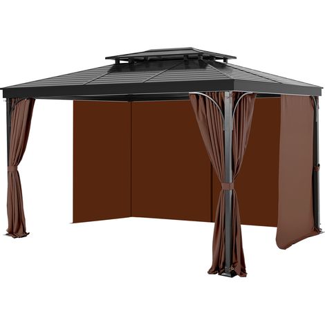 VEVOR Tende da Gazebo Impermeabili per Esterni, 344 x 344 x 213 cm, Tende per la Riservatezza con Parete Laterale a 4 Pannelli con Cerniere, Tende Parasole Universali, Solo Tende, Caffe