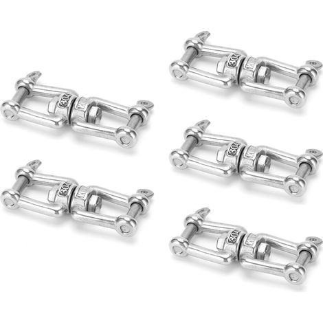 5 Hameçons Rotatifs en Acier Inoxydable avec Double Œillet pour Pêche Maritime