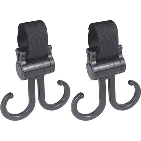 Ganchos para Cochecito, 2 Piezas Ganchos para Cochecito para Bolsos Cambiadores, Bolsos de Mano, Bolsos Colgantes, Mochilas, Monederos, Accesorios Cochecito, Ajuste Universal (1/5)