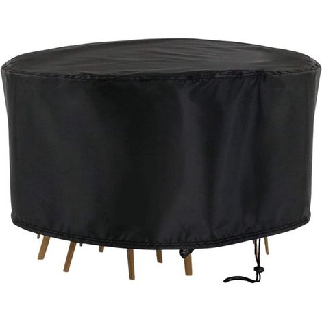 Runde, wasserabweisende Gartenmöbelabdeckung 185 cm x 110 cm Schwarz Schutzhülle für Ihre Gartenmöbel (1/5)