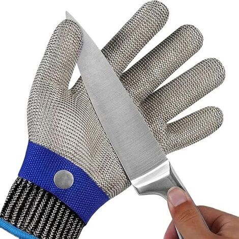 Gants Anti-Coupure Niveau 9, Protection Cuisine et Huître, Maille Acier Inoxydable pour Boucher, Découpe de Viande (Taille XL) (1/5)