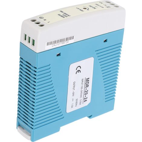 Alimentation à découpage DIN rail 20W 24V 1A, entrée universelle 100-240VAC, modèle MDR-20-24 compact (1/5)