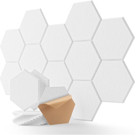 Panneaux Acoustiques Hexagonal Mousse Acoustique Autocollante 12 Pièces Mousse Anti Bruit Haute Densité Mousse Insonorisante Pour La Mur/Plafond Et Le Traitement Acoustique Pour Home Studio 30×25×1cm (1/5)