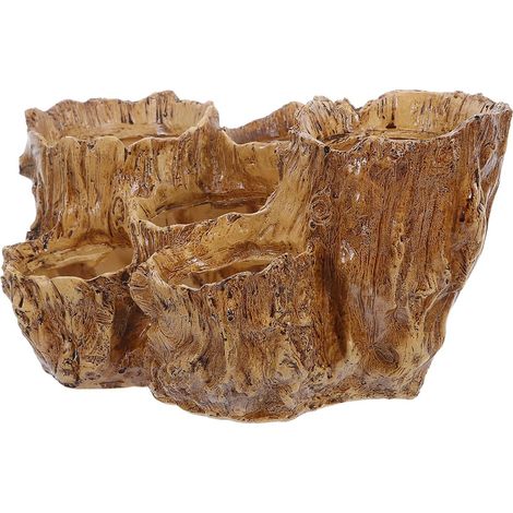 Pot de Fleurs Créatif en Résine Beige, Style Racine d'arbre 6 Ouvertures, Trous de Drainage Intégrés, Mini Jardinière pour Succulentes D’intérieur, Pot Décoratif Multifonction (1/5)