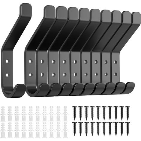 Lot de 10 crochets muraux à visser pour panneaux acoustiques, panneaux muraux, chambre à coucher, salon, salle de bain, pour vestiaire, vestes (1/5)