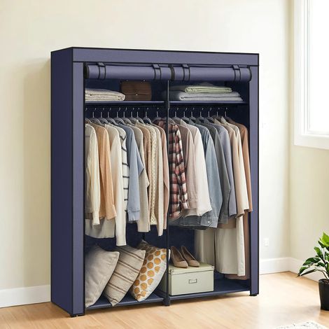 Armoire Portable pour Chambre, avec Housse en Tissu Non-Tissé, 140 x 43 x 174 cm, Bleu (1/5)