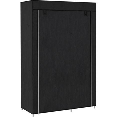 Armadio in Tessuto Portatile 103x43x162,5 cm Appendiabiti e 6 Ripiani Nero (1/5)