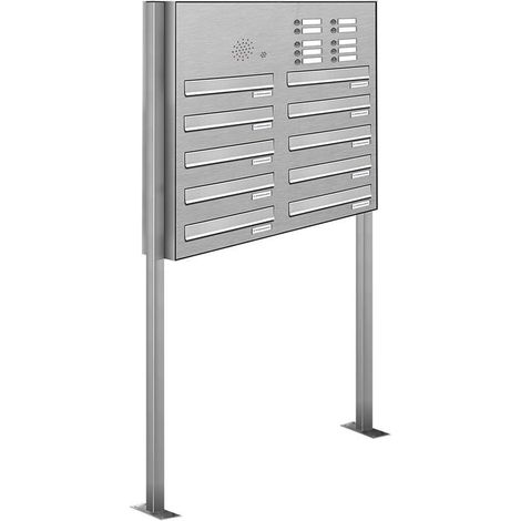 10er V2A Edelstahl Briefkastenanlage Standsystem Freistehend Durchwurf- Klingel (1/5)
