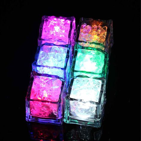 Glaçons chromatiques, paquet de 12 glaçons lumineux étanches avec capteur de liquide, glaçons multicolores phosphorescents pour cocktails, bars à vin (1/5)
