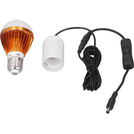 Ampoule à bille E27 en spirale LED, lumière blanche solaire pour tente de Camping 12V 5W avec ligne DC de 3 mètres