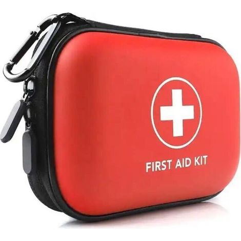 Mini Premier Secours Kosmetiktasche, kleine, stabile Kosmetiktasche, wasserabweisend, perfekt für Reisen, Outdoor, Zuhause, Büro, Camping, Reisen (rot) (1/4)