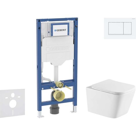 Geberit Duofix - Conjunto de módulo de instalación empotrada, inodoro Arkas I y asiento softclose, pulsador Sigma20, blanco/blanco mate SANI11CA31145 (1/5)