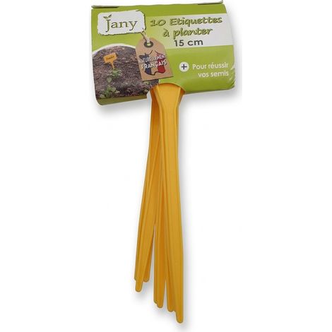 Lot de 10 - JANY - Étiquettes à planter - 15 cm - Plastique jaune - Réf 10400987 - EAN 3549900017628 - Fabrication française - Idéal pour réussir les semis - Voir photos pour détails (1/3)