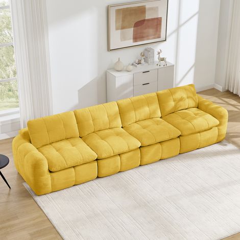Sofá modular sin marco de 4 plazas, funda de chenilla suave como una nube, agradable al tacto, espuma de alta densidad 32D, asientos amplios y profundos, no requiere montaje, ideal para salones y apar (1/5)