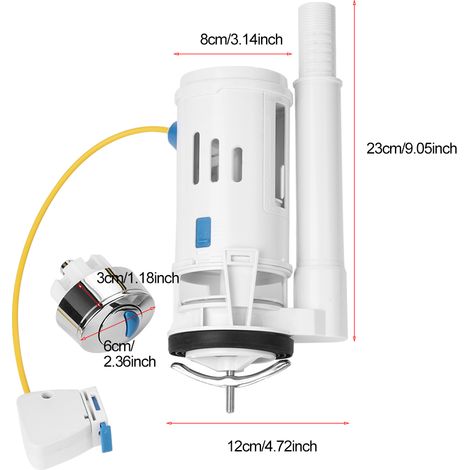 Bouton poussoir double chasse pour mécanisme WC, valve de vidange, accessoire réservoir, toilettes monobloc, pièce de rechange, ABS (1/5)