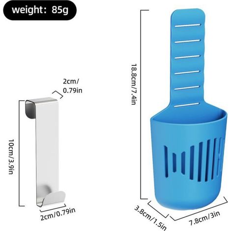 Lot 2 Distributeurs Pastilles Bleu WC Réglables Silicone Crochets Antirouille Niveau Eau 7 Pouces Fixation Réservoir (1/5)