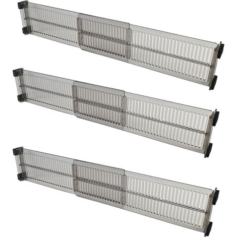 6 Pièces Séparateurs de Tiroirs, Diviseurs de Tiroir Réglable, Séparateur Tiroir Transparent, Organisateur de Tiroir Adjustable en Longueur pour Cuisine Bureau Vanité, 27,5-51cm (1/5)