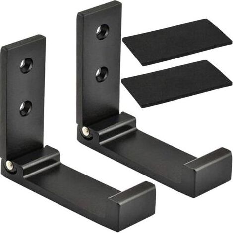 Patère pliable en aluminium, patère murale pliable, crochet pour casque, lot de 2 (noir) (1/5)