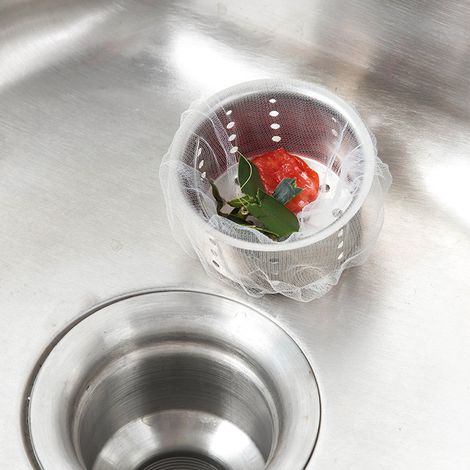 Feinmaschiges Spülbecken-Abflusssieb, weiße Küchenfilterbeutel, 200 Stück, Rückstandsfilter für Spülbecken. (1/5)