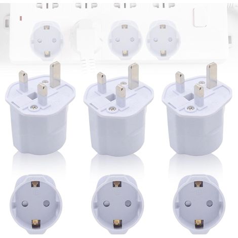 3X Adaptateur de Voyage: Adaptateur Prise Secteur Prise de Voyage Prise UE vers UK Adaptateur de Prise Voyage pour, Irlande Malte-Blanc (1/5)